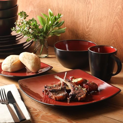 Soho Lounge Square 16 (Service for 4 (16pcs) / Red/Black (Soho Lounge))