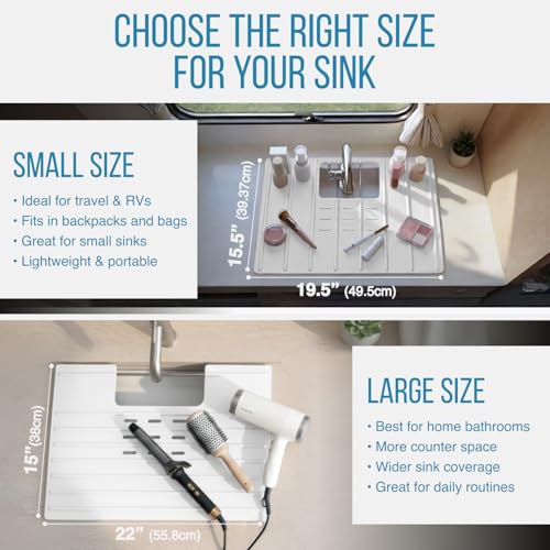 Bathroom Sink Cover & Silicone Makeup Mat (White / Large)