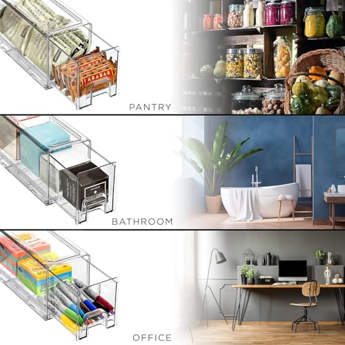 Clear Storage Drawers for Refrigerator & Pantry (2 Pack)