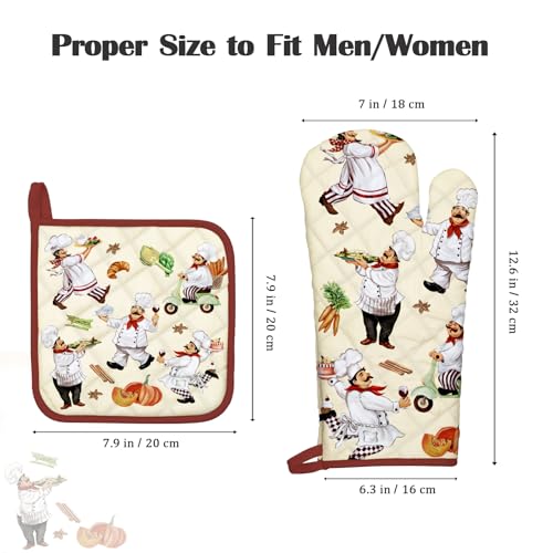 Chef Oven Mitts and Pot Holders Set (Chef / Oven Mitt x1 & Pot Holder x1)