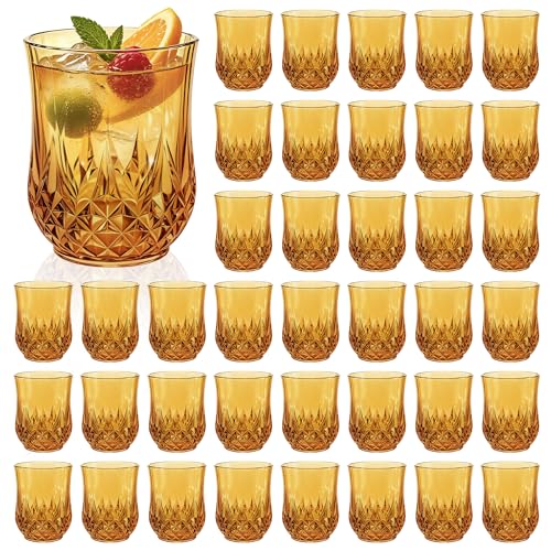 40 Pack Plastic Stemless Wine Glasses (Amber)