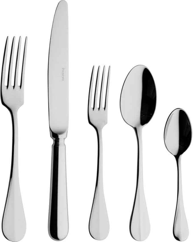Degrenne Luxury French Cutlery Set - 5 Piece Silverware Set, Includes Forks, Spoons & Knife, Stainless Steel Flatware, Dishwasher Safe, Made in France - Blois