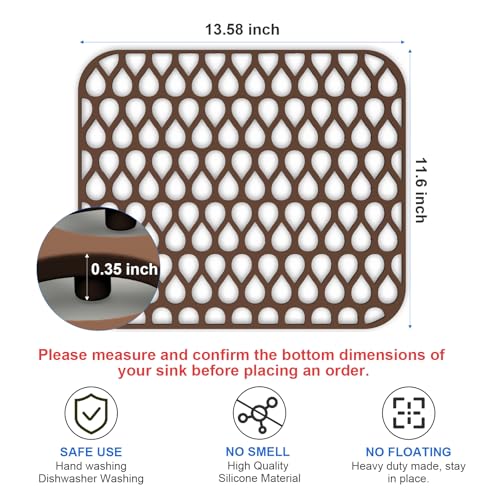 TOOVEM 13.6 ''x 11.6''Sink Protector for Kitchen (Coffee / 2Pack-13.58"x 11.6")