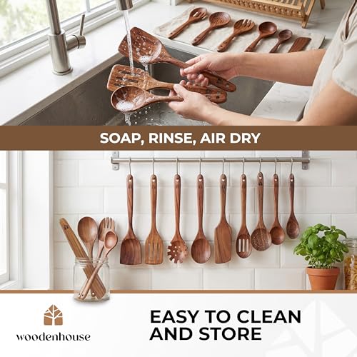 Wooden Spoons for Cooking 13 Pcs (13 Piece Set)