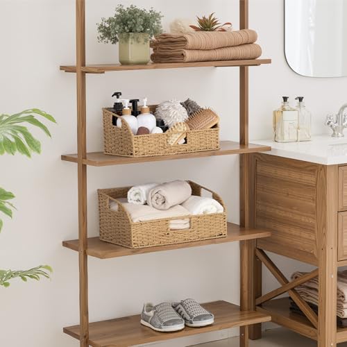 Pantry Baskets for Organizing (Light Brown(Paper Rope) / 15¾"L x 11"W x 7½"H + 14¼"L x 9¾"W x 6¾"H)