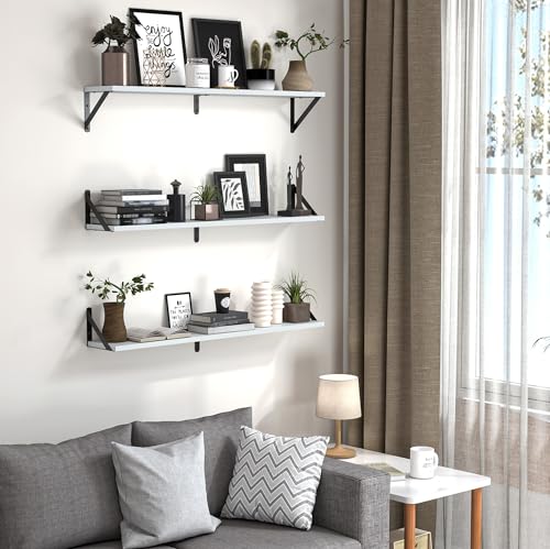 Floating Shelves for Wall (White / 31.5"W x 5.9"D x 5.4"H,Set of 3)