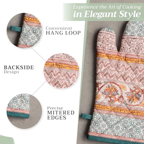 Maison d'Hermine Oven Gloves 100% Cotton Oven Mitt (047 - Nila / 7.5" x 13" (Oven Mitt))