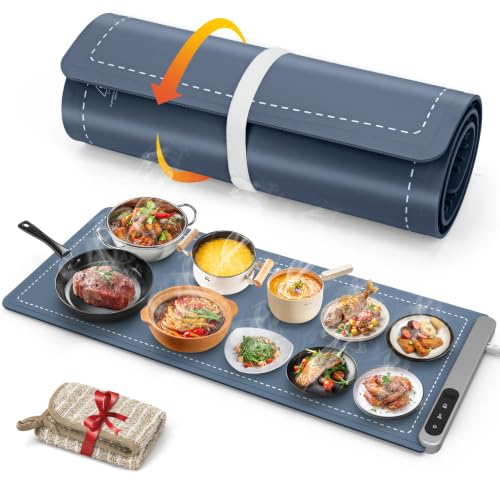 Extra Large Warming Mat for Food (XX Large Size: 36"x16" / Navy)