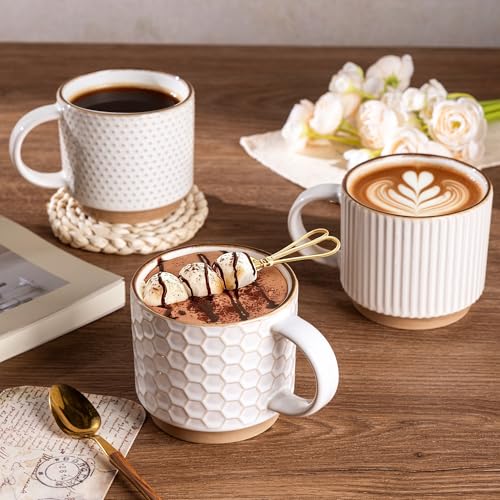 12 OZ Stackable Coffee Mugs Set of 6 (Off-White / 12 Ounce(6PCS))