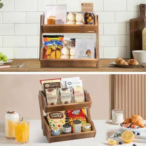 2 Tier Acacia Wood Fruit Basket for Kitchen (Acacia Wood / 2-Tier)