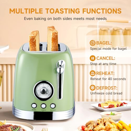Retro Green 2‑Slice Bread Toaster