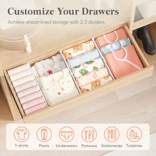 3.2" High Drawer Dividers for Clothes (3.2"H, 10.5-16.5"L)
