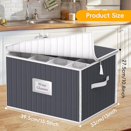 Wine Glass Storage Box (Gray01 / 2 Pack Wine Glass Storage (Gray))