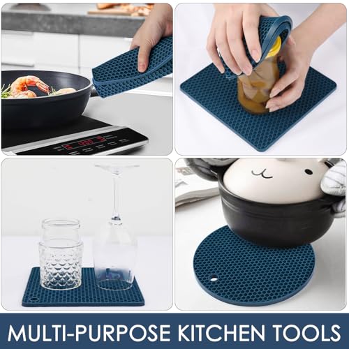 Silicone Trivets for Hot Dishes (7x7in / 01 Indigo)
