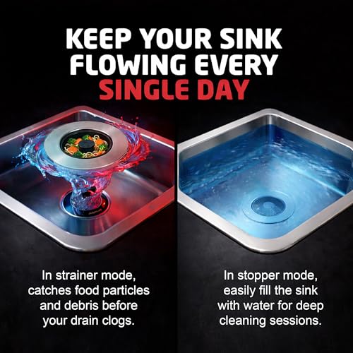 Kitchen Sink Drain Strainer (1-Pack / Built in Stopper (2-in-1))