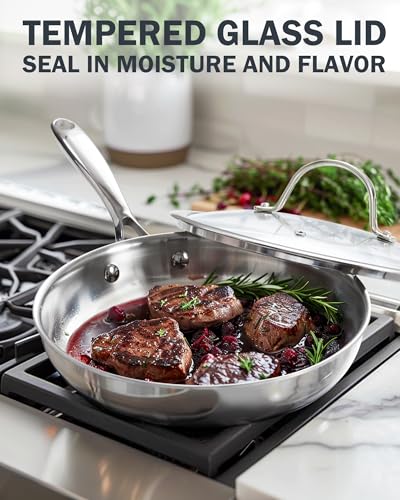 Multi Ply Clad Stainless Steel 10 (Silver / 10-Inch with Lid)