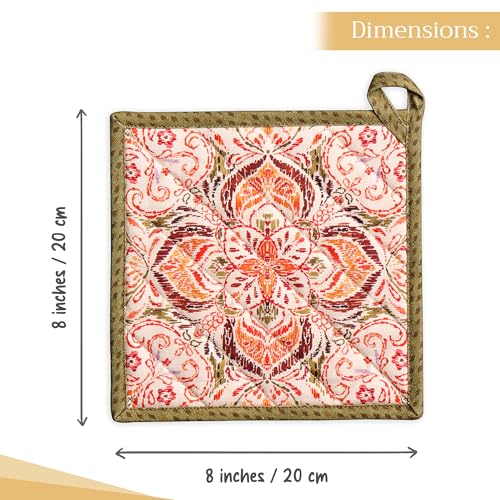Pot Holders 100% Cotton Potholders (036 - Damask / 8" x 8" (Pot Holder Pack of 1))