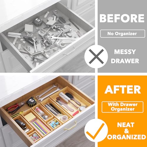 7 Piece Bamboo Drawer Organizer Storage Boxes Set (7-Piece / Natural)