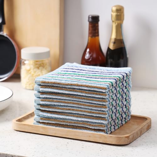 Kitchen Rags Dish Cloths for Washing Wiping Cleaning Towels (Multi-2 / 12x12 inch)