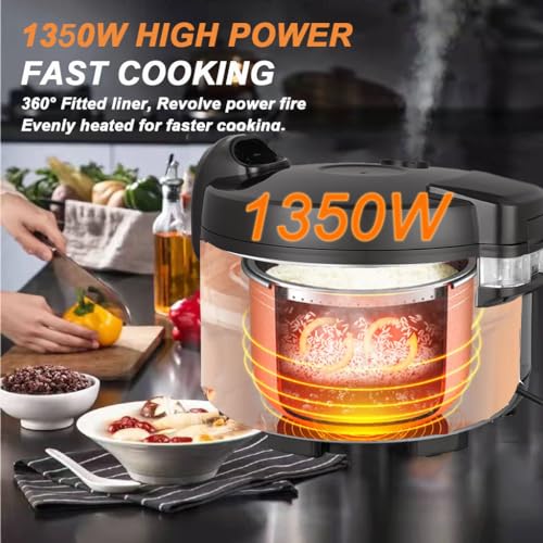 15.8QT Large Commercial rice cooker & warmer 84 cups cooked rice (Silver & Black / 84 Cups Cooked - Rice Warmer)