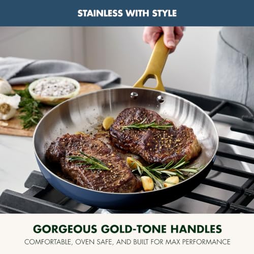 Stainless Steel Tri (10" & 12" Frying Pan Skillet Set / Twilight Blue)