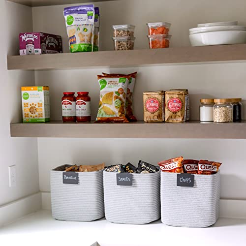 Storage Cubes 11 Inch Cotton Rope Woven Baskets for Organizing (Gray)