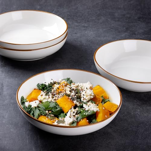 8.5’’ Ceramic Pasta Bowls Set of 6 (Set of 6 / Pearl White)