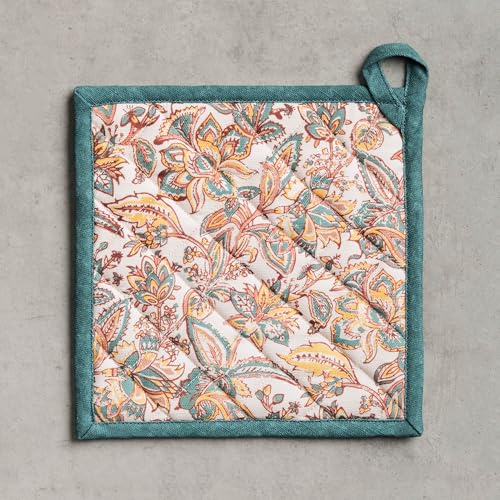 Pot Holders 100% Cotton Potholders (047 - Nila / 8" x 8" (Pot Holder Pack of 1))