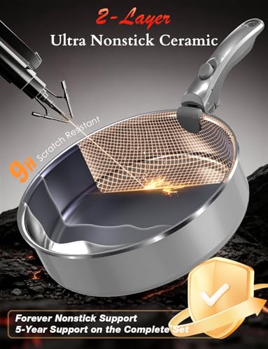 Ceramic Pots and Pans Set Non Stick (Charcoal Gray)