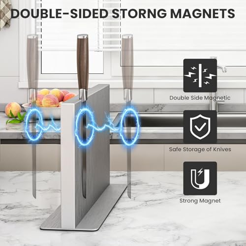 Stainless Steel Magnetic Knife Holder (11.6x8.2 inch Silver)
