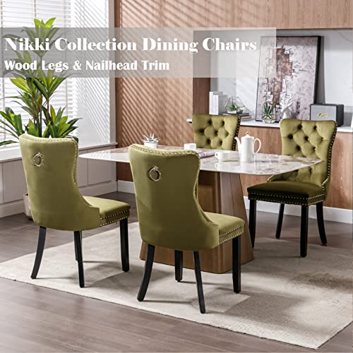 Olive Green Velvet Dining Chairs Set of 2 (Olive Green)