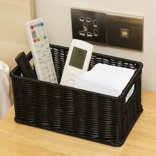 Wicker Baskets for Storage (12 x 8 x 6 inches / Black)