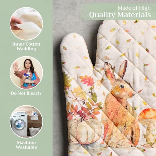 Maison d'Hermine Oven Gloves 100% Cotton Oven Mitt (066 - Pumpkin Passion / 7.5" x 13" (Oven Mitt))