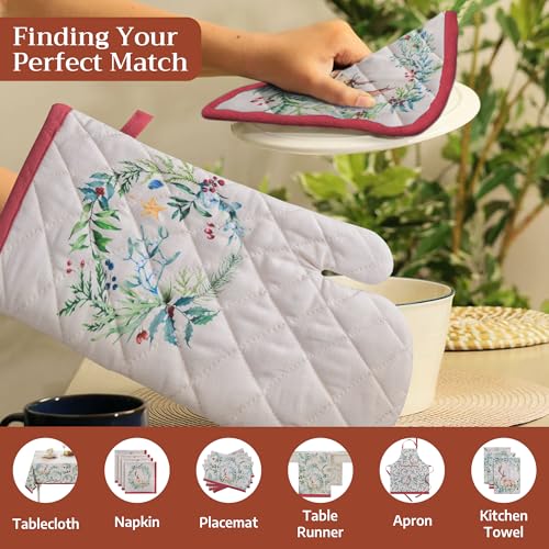 Pot Holders 100% Cotton Potholders (100 - Holly Time / 8" x 8" (Pot Holder Pack of 2))