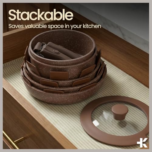 Bakken 17 Piece Ceramic Coated Aluminum Cookware Set (Brown)