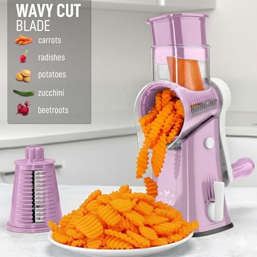 Rotary Cheese Grater Manual Hand Crank 5 Blade Shredder