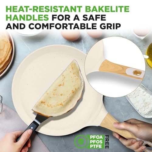 9.45” Non Stick Crepe Pan with Wooden Spreader (Cream / 9")