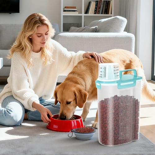 Airtight Small Cat Dog Pet Food Storage Containers BPA Free (Clear Blue x 2 / 3L-2pack)