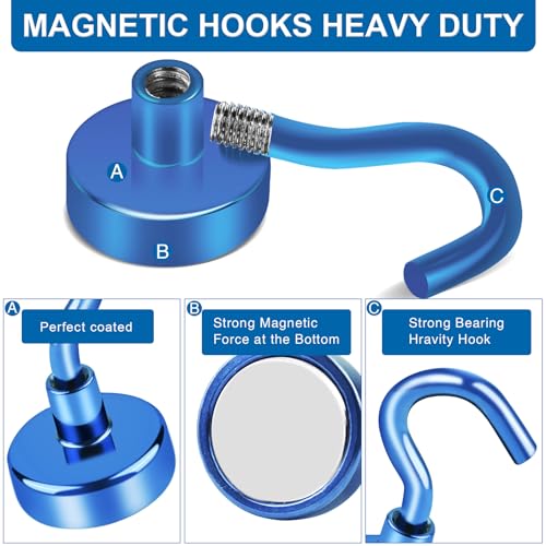 Magnetic Hooks Magnet Hook for Cruise Cabins 85LBS (Blue / 0.98in)