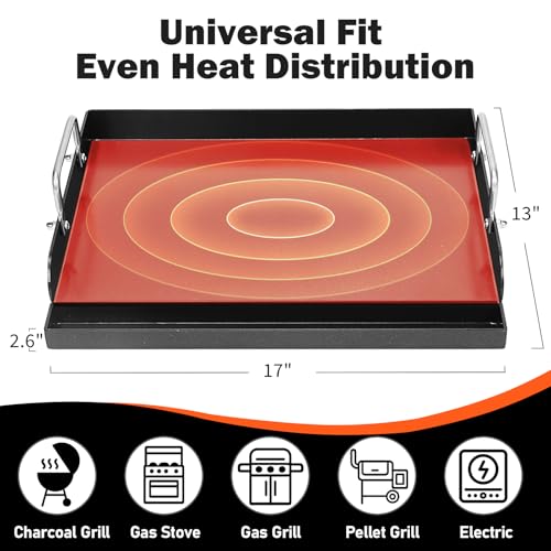 17 x 13 Inch Cast Iron NanoCeramic Griddle for Gas Grills (17" x 13" x 2.6")