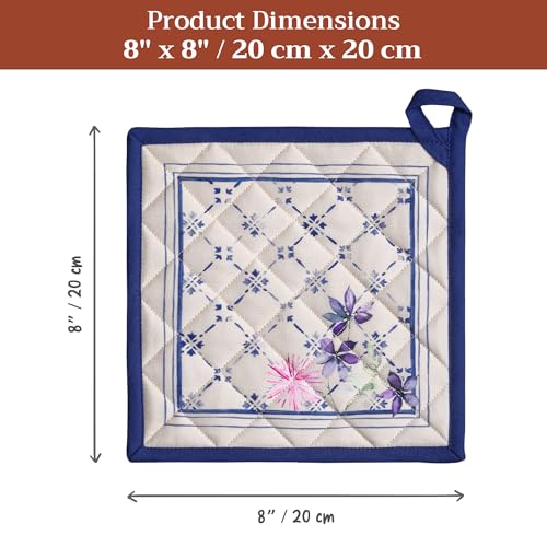 Pot Holders 100% Cotton Potholders (015 - Faience / 8" x 8" (Pot Holder Pack of 2))