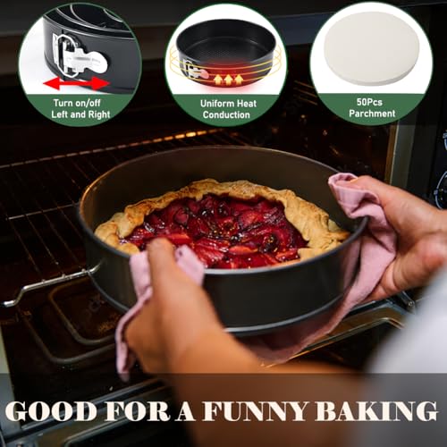 9 Inch Springform Pan 50Pcs Parchment Paper Cheesecake Nonstick Baking Mold