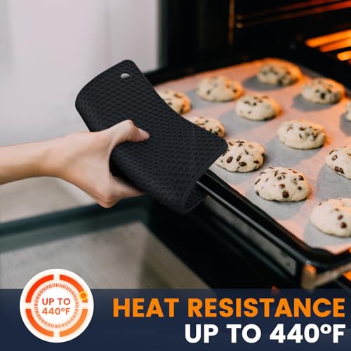 Silicone Trivet Mats 4 Heat Resistant Pot Holders Multipurpose Non (Black Nordic Blue)