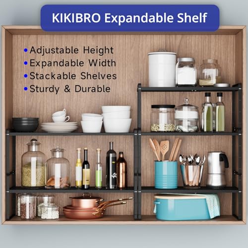 Expandable Kitchen Shelf Organizers (Black Small)