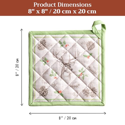 Pot Holders 100% Cotton Potholders (115 - Christmas Dew / 8" x 8" (Pot Holder Pack of 1))
