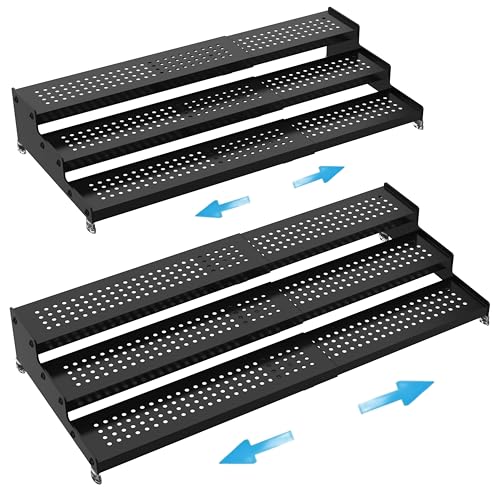 Expandable Spice Rack organizer with 3 (Black / 2 PACKS/BLACK)