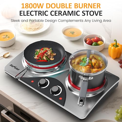 1800W Dual Burner Portable Electric Ceramic Stove