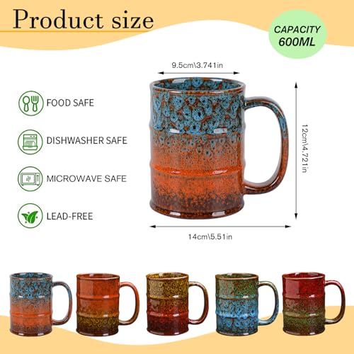 Coffee Mug 20 Oz Coffee Cups Ceramic Tea Cup Large Coffee Mug for Office and Home (Blue and Brown)