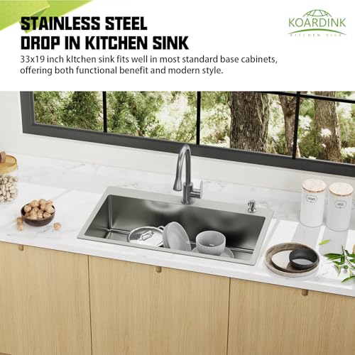 33x19 Inch Drop In Kitchen Sink (33x19 Stainless)