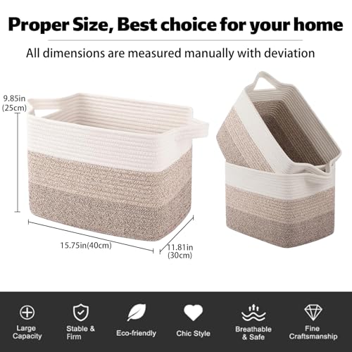 30L Storage Basket Large Blanket Basket Living Room Yellow 3 (Gradient Yellow / 3 pcs-16”x12”x10”)